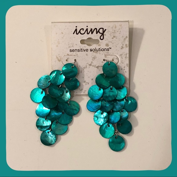 Icing Jewelry - NWT - Teal Cascading Circles Earrings